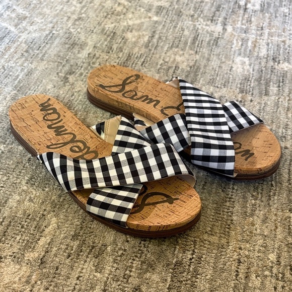 Sam Edelman Shoes - Sam Edelman Checkered Slide Sandals - women’s 8 - black and white